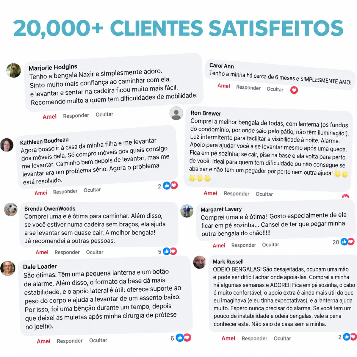 Detalhes e recursos da Bengala Eleva da Amparo