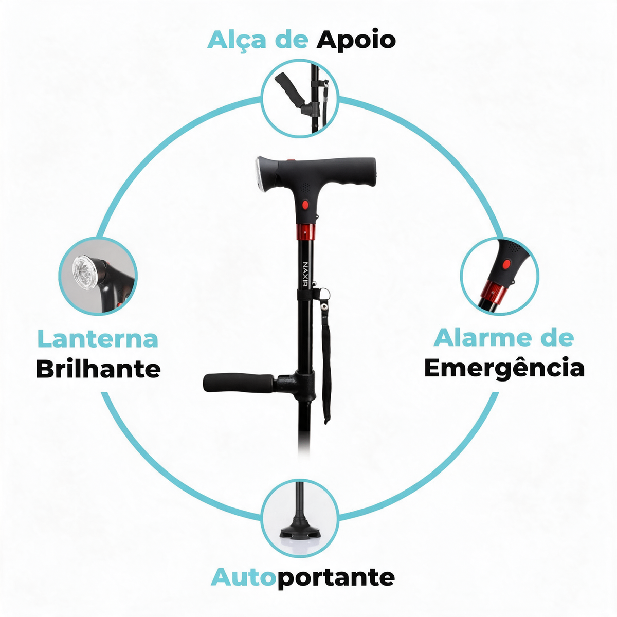 Bengala Eleva com lanterna de LED e alarme sonoro